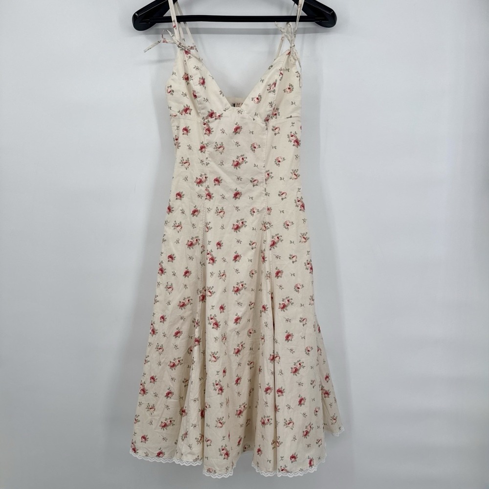 Oh Polly Floral Dress Sz 2 Bows & Lace Girlhoodcore Sexy NEW Rose Print Classic